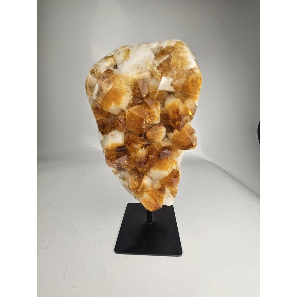 STUNNING Citrine Quartz‎ Crystal Geode On Metal Base 8 Pounds 15 Oz